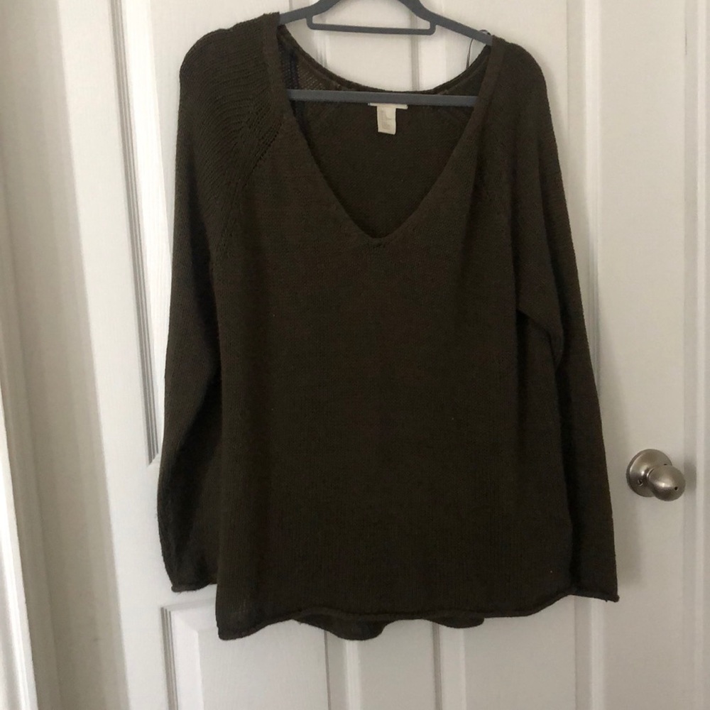 Olive Green V-neck sweater